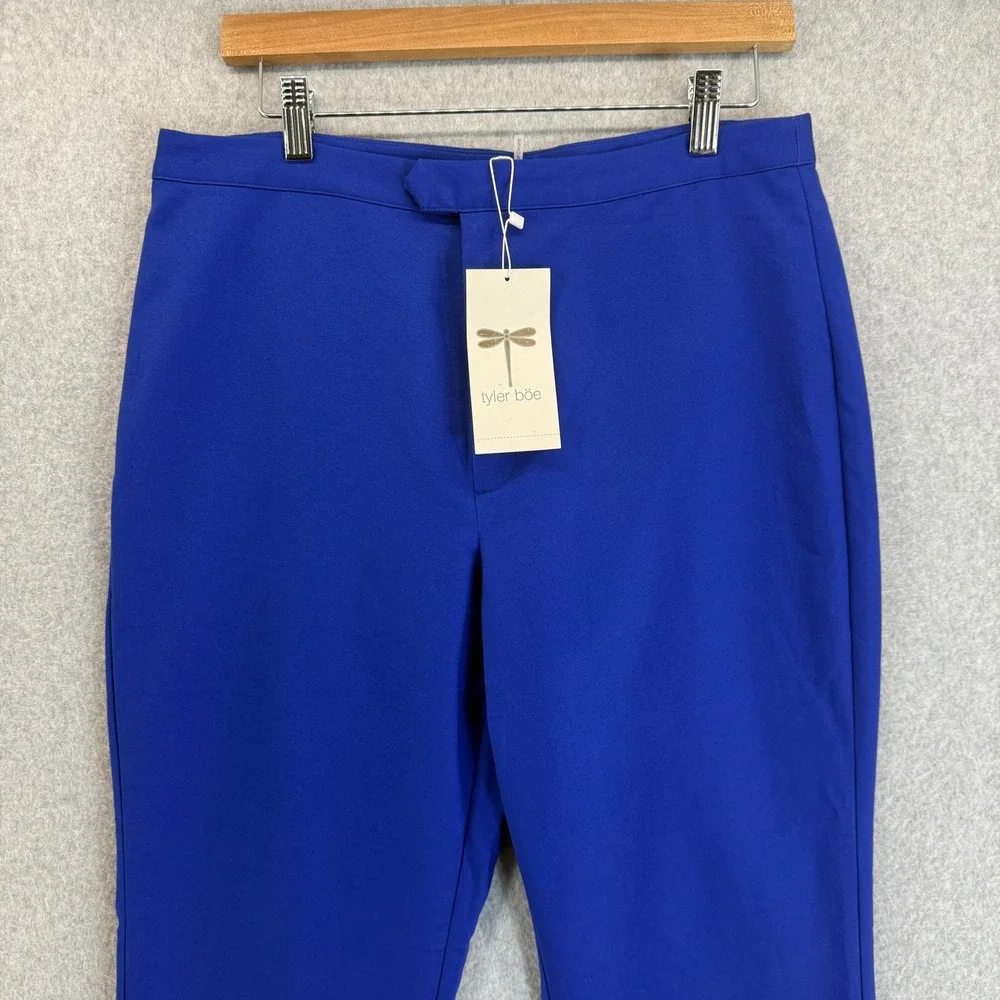 Tyler Boe‎ Royal Blue Ankle Pants Gold Button Career Casual Size 12 NWT